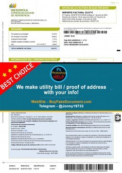 New Iberdrola electricity utility bill Spain Sample